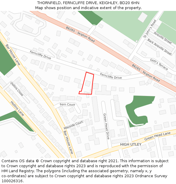 THORNFIELD, FERNCLIFFE DRIVE, KEIGHLEY, BD20 6HN: Location map and indicative extent of plot