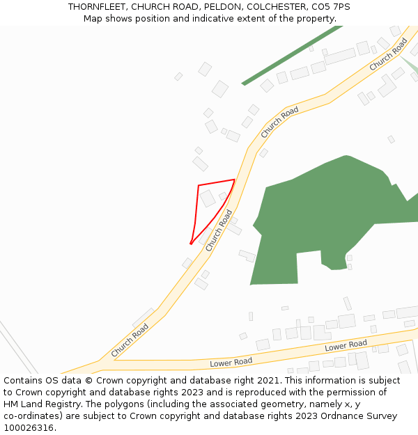 THORNFLEET, CHURCH ROAD, PELDON, COLCHESTER, CO5 7PS: Location map and indicative extent of plot