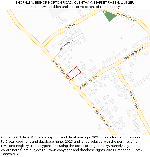 THORNLEA, BISHOP NORTON ROAD, GLENTHAM, MARKET RASEN, LN8 2EU: Location map and indicative extent of plot