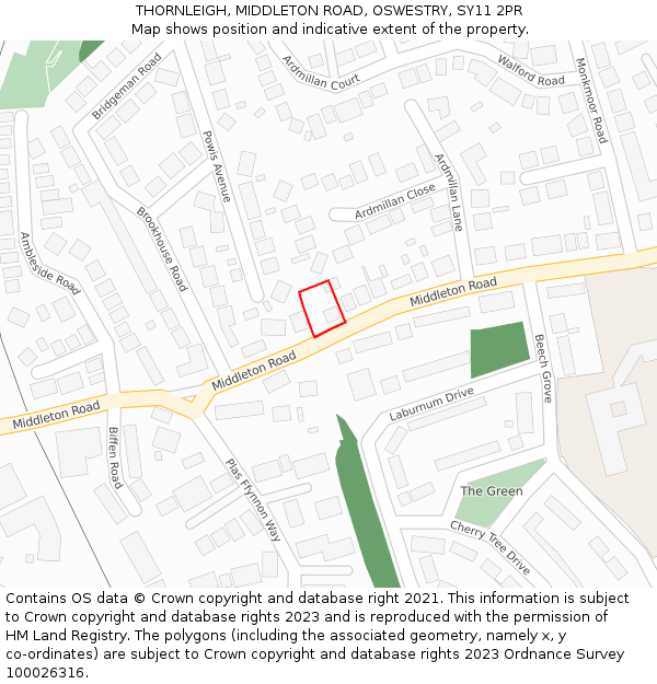 THORNLEIGH, MIDDLETON ROAD, OSWESTRY, SY11 2PR: Location map and indicative extent of plot