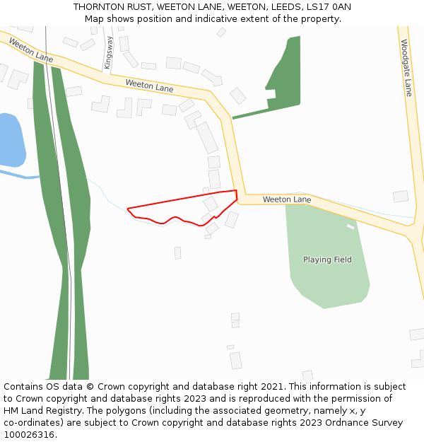 THORNTON RUST, WEETON LANE, WEETON, LEEDS, LS17 0AN: Location map and indicative extent of plot
