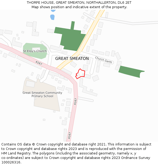 THORPE HOUSE, GREAT SMEATON, NORTHALLERTON, DL6 2ET: Location map and indicative extent of plot