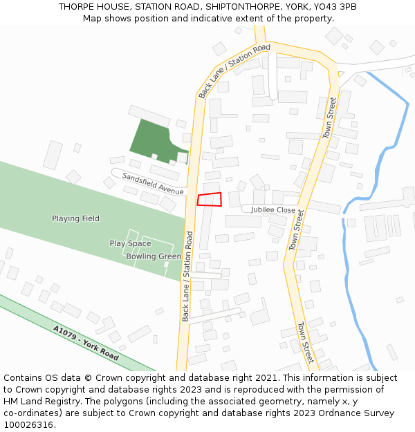 THORPE HOUSE, STATION ROAD, SHIPTONTHORPE, YORK, YO43 3PB: Location map and indicative extent of plot