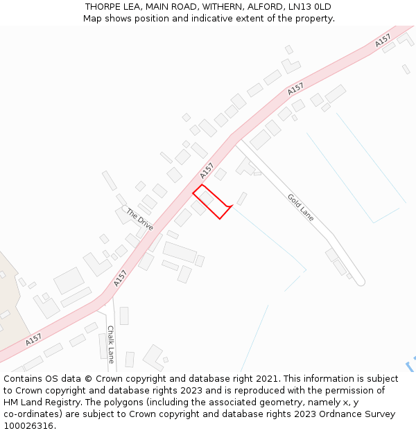THORPE LEA, MAIN ROAD, WITHERN, ALFORD, LN13 0LD: Location map and indicative extent of plot
