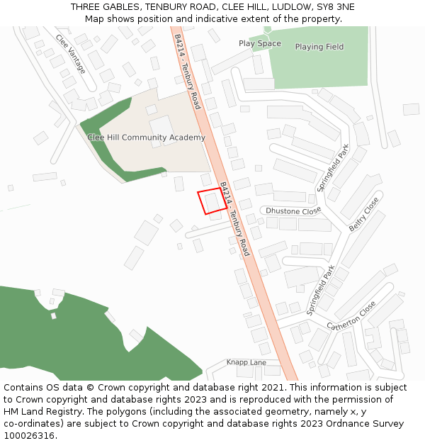 THREE GABLES, TENBURY ROAD, CLEE HILL, LUDLOW, SY8 3NE: Location map and indicative extent of plot