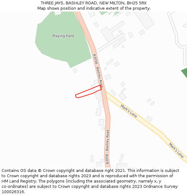 THREE JAYS, BASHLEY ROAD, NEW MILTON, BH25 5RX: Location map and indicative extent of plot