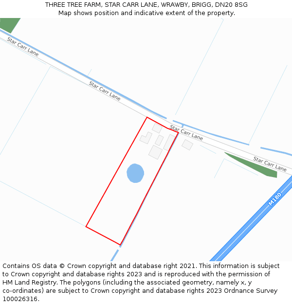 THREE TREE FARM, STAR CARR LANE, WRAWBY, BRIGG, DN20 8SG: Location map and indicative extent of plot
