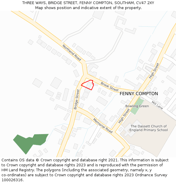 THREE WAYS, BRIDGE STREET, FENNY COMPTON, SOUTHAM, CV47 2XY: Location map and indicative extent of plot