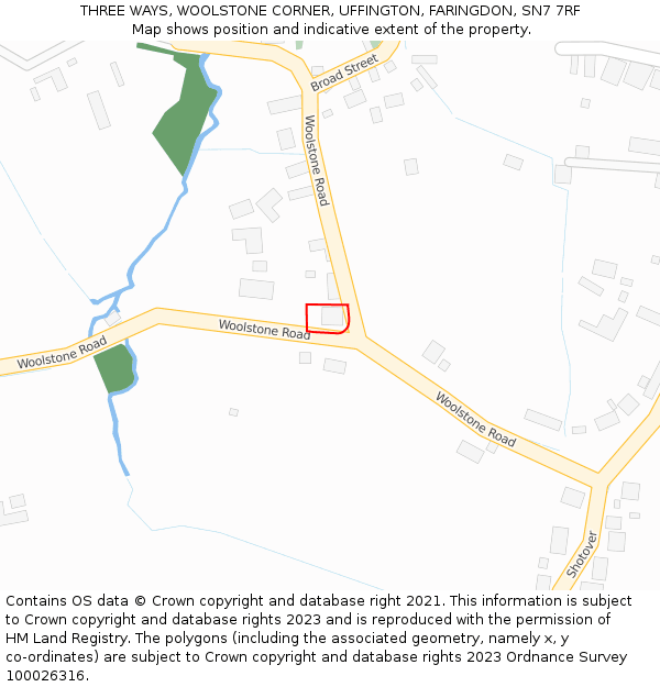THREE WAYS, WOOLSTONE CORNER, UFFINGTON, FARINGDON, SN7 7RF: Location map and indicative extent of plot