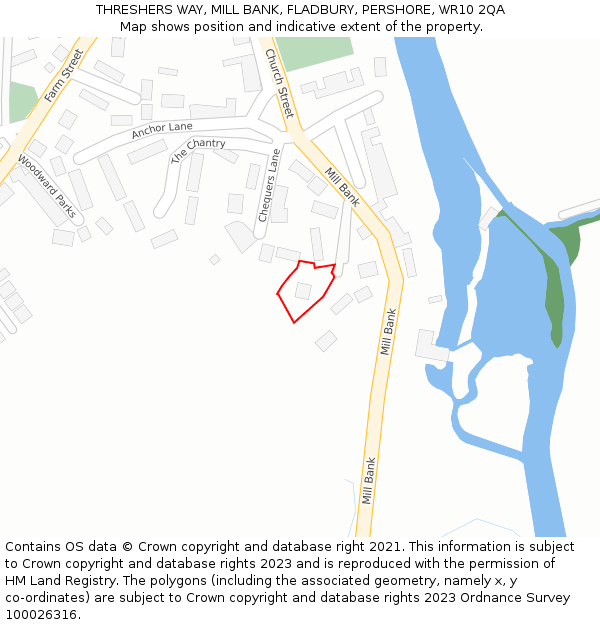 THRESHERS WAY, MILL BANK, FLADBURY, PERSHORE, WR10 2QA: Location map and indicative extent of plot