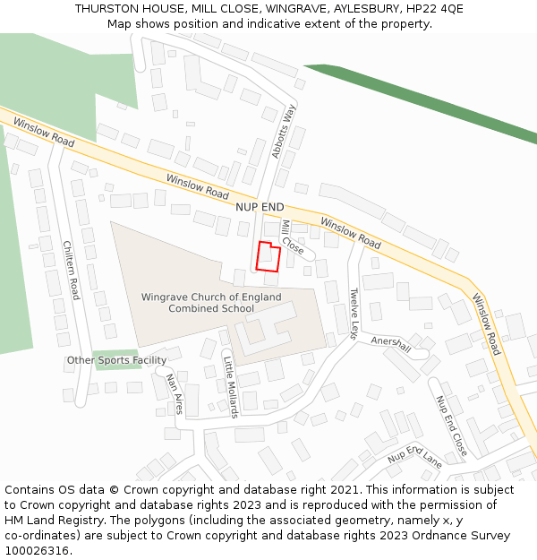 THURSTON HOUSE, MILL CLOSE, WINGRAVE, AYLESBURY, HP22 4QE: Location map and indicative extent of plot