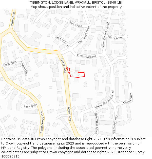 TIBBINGTON, LODGE LANE, WRAXALL, BRISTOL, BS48 1BJ: Location map and indicative extent of plot