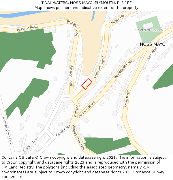 TIDAL WATERS, NOSS MAYO, PLYMOUTH, PL8 1EE: Location map and indicative extent of plot