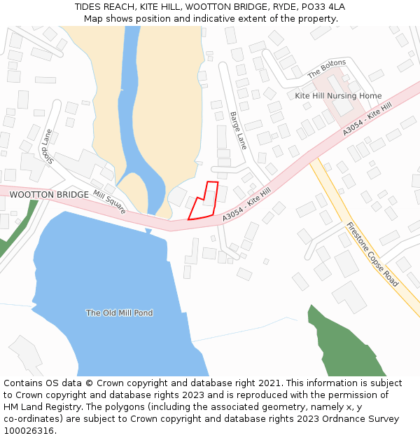 TIDES REACH, KITE HILL, WOOTTON BRIDGE, RYDE, PO33 4LA: Location map and indicative extent of plot