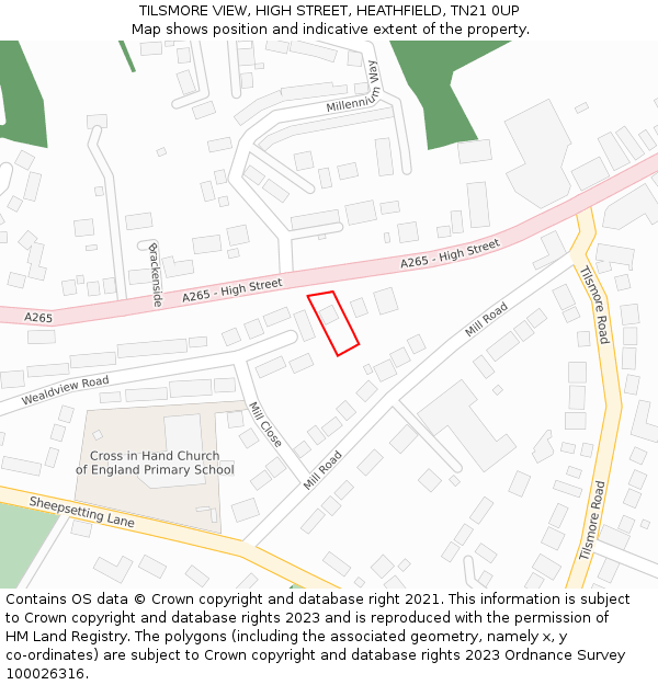TILSMORE VIEW, HIGH STREET, HEATHFIELD, TN21 0UP: Location map and indicative extent of plot