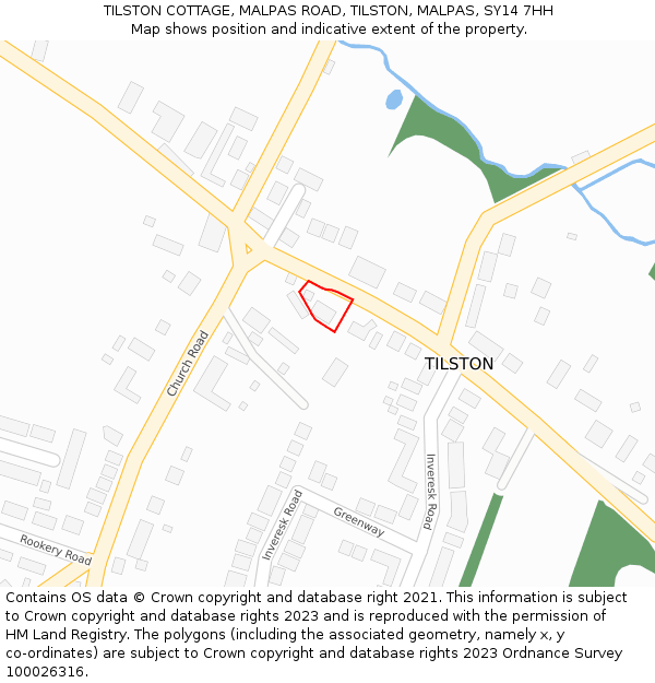 TILSTON COTTAGE, MALPAS ROAD, TILSTON, MALPAS, SY14 7HH: Location map and indicative extent of plot