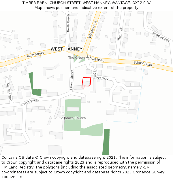 TIMBER BARN, CHURCH STREET, WEST HANNEY, WANTAGE, OX12 0LW: Location map and indicative extent of plot