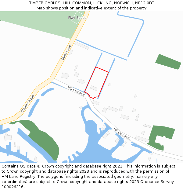 TIMBER GABLES, HILL COMMON, HICKLING, NORWICH, NR12 0BT: Location map and indicative extent of plot