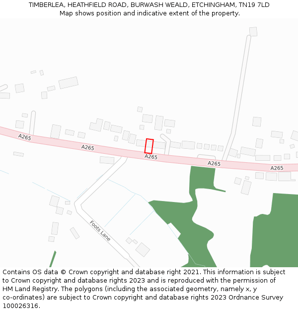 TIMBERLEA, HEATHFIELD ROAD, BURWASH WEALD, ETCHINGHAM, TN19 7LD: Location map and indicative extent of plot