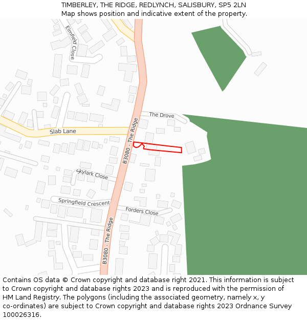 TIMBERLEY, THE RIDGE, REDLYNCH, SALISBURY, SP5 2LN: Location map and indicative extent of plot