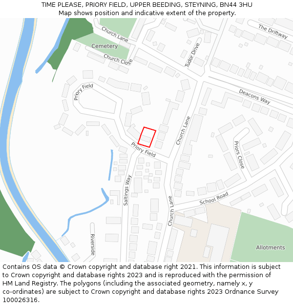 TIME PLEASE, PRIORY FIELD, UPPER BEEDING, STEYNING, BN44 3HU: Location map and indicative extent of plot