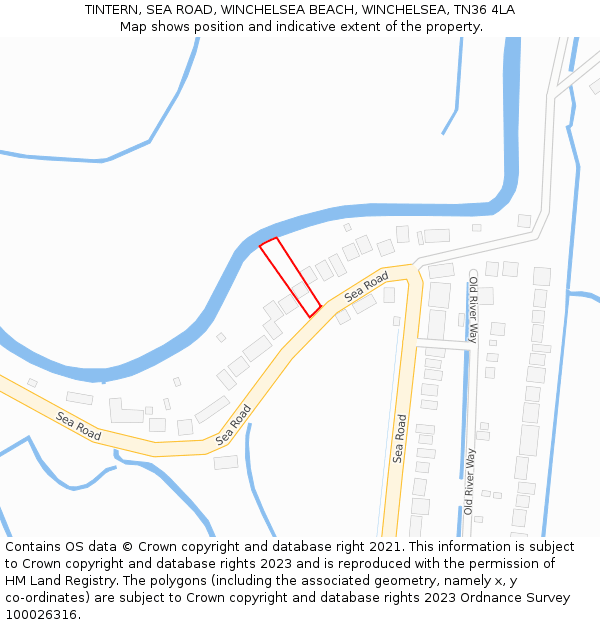 TINTERN, SEA ROAD, WINCHELSEA BEACH, WINCHELSEA, TN36 4LA: Location map and indicative extent of plot