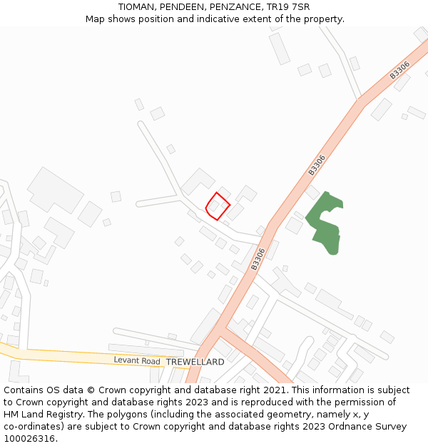 TIOMAN, PENDEEN, PENZANCE, TR19 7SR: Location map and indicative extent of plot