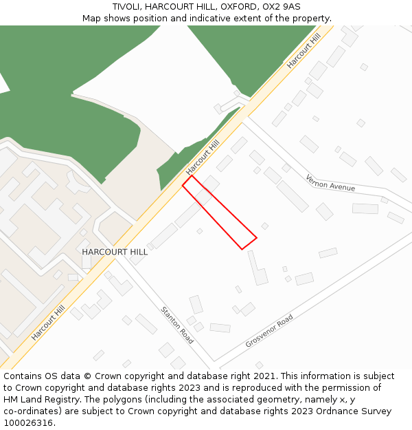 TIVOLI, HARCOURT HILL, OXFORD, OX2 9AS: Location map and indicative extent of plot