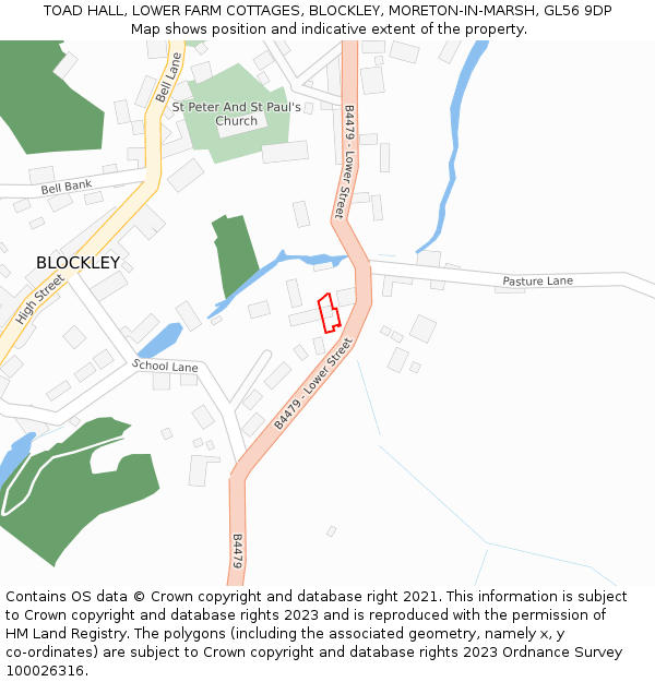 TOAD HALL, LOWER FARM COTTAGES, BLOCKLEY, MORETON-IN-MARSH, GL56 9DP: Location map and indicative extent of plot