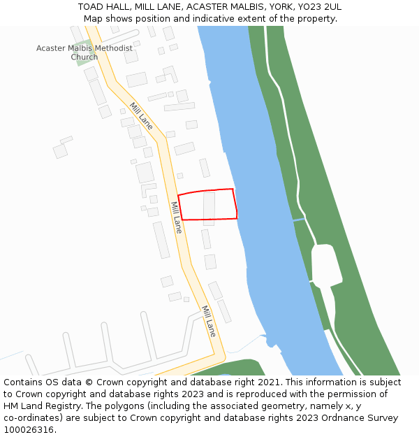 TOAD HALL, MILL LANE, ACASTER MALBIS, YORK, YO23 2UL: Location map and indicative extent of plot