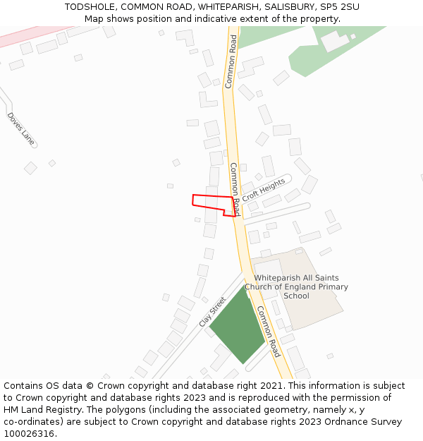 TODSHOLE, COMMON ROAD, WHITEPARISH, SALISBURY, SP5 2SU: Location map and indicative extent of plot