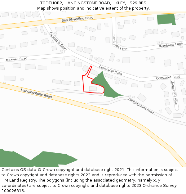 TODTHORP, HANGINGSTONE ROAD, ILKLEY, LS29 8RS: Location map and indicative extent of plot