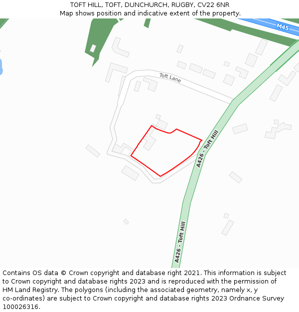 TOFT HILL, TOFT, DUNCHURCH, RUGBY, CV22 6NR: Location map and indicative extent of plot