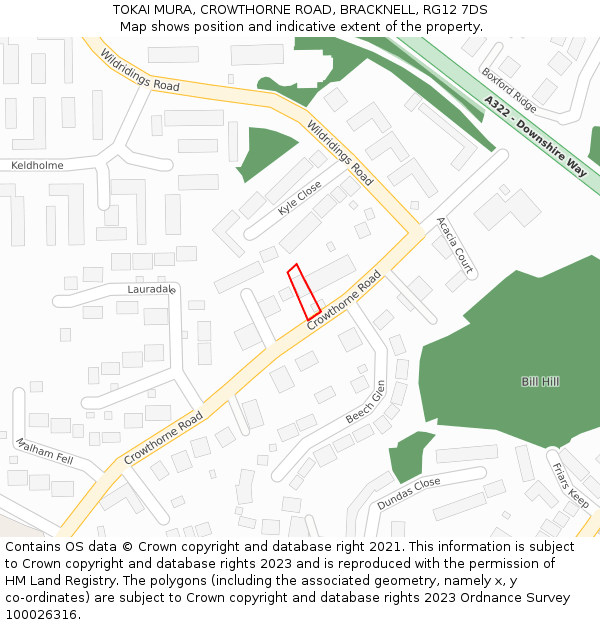 TOKAI MURA, CROWTHORNE ROAD, BRACKNELL, RG12 7DS: Location map and indicative extent of plot