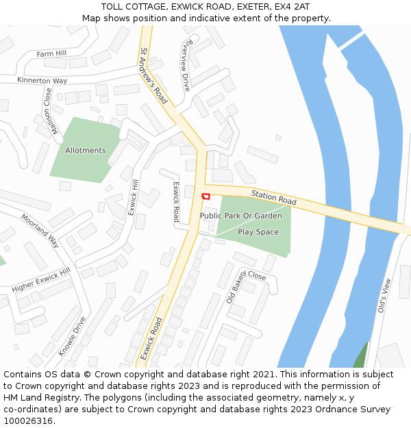 TOLL COTTAGE, EXWICK ROAD, EXETER, EX4 2AT: Location map and indicative extent of plot