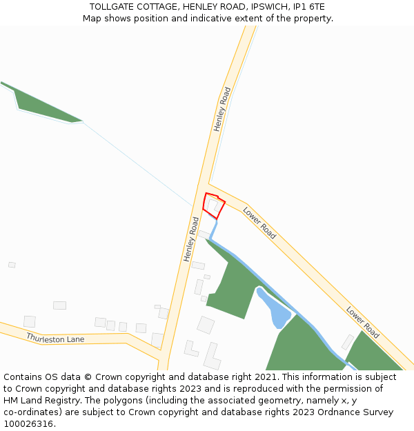 TOLLGATE COTTAGE, HENLEY ROAD, IPSWICH, IP1 6TE: Location map and indicative extent of plot