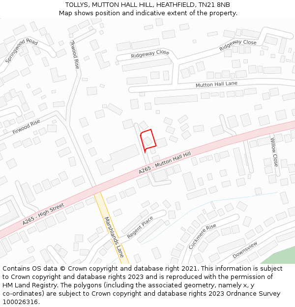 TOLLYS, MUTTON HALL HILL, HEATHFIELD, TN21 8NB: Location map and indicative extent of plot