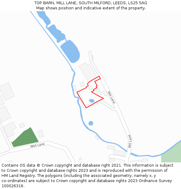 TOP BARN, MILL LANE, SOUTH MILFORD, LEEDS, LS25 5AG: Location map and indicative extent of plot