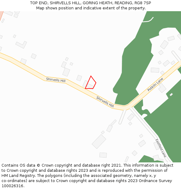 TOP END, SHIRVELLS HILL, GORING HEATH, READING, RG8 7SP: Location map and indicative extent of plot