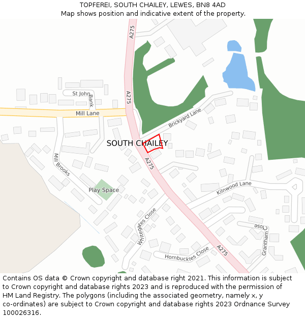 TOPFEREI, SOUTH CHAILEY, LEWES, BN8 4AD: Location map and indicative extent of plot