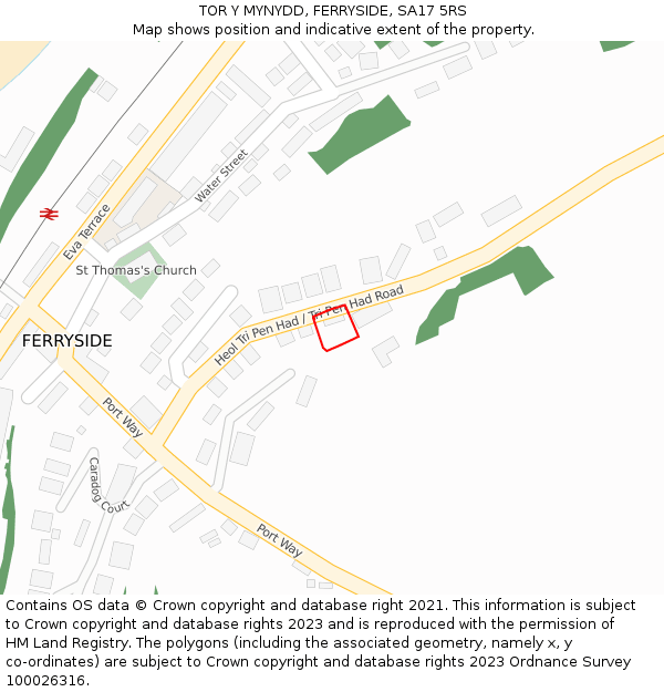 TOR Y MYNYDD, FERRYSIDE, SA17 5RS: Location map and indicative extent of plot