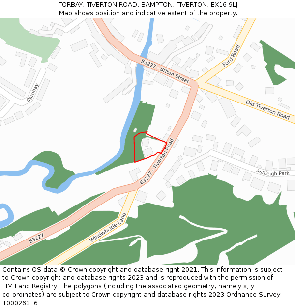 TORBAY, TIVERTON ROAD, BAMPTON, TIVERTON, EX16 9LJ: Location map and indicative extent of plot