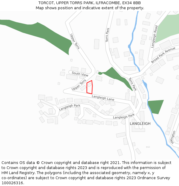 TORCOT, UPPER TORRS PARK, ILFRACOMBE, EX34 8BB: Location map and indicative extent of plot