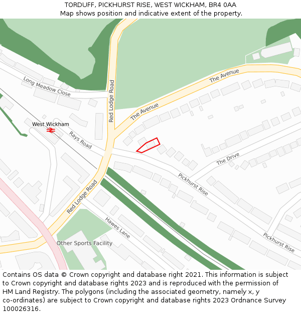 TORDUFF, PICKHURST RISE, WEST WICKHAM, BR4 0AA: Location map and indicative extent of plot