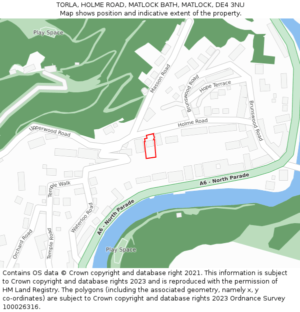 TORLA, HOLME ROAD, MATLOCK BATH, MATLOCK, DE4 3NU: Location map and indicative extent of plot