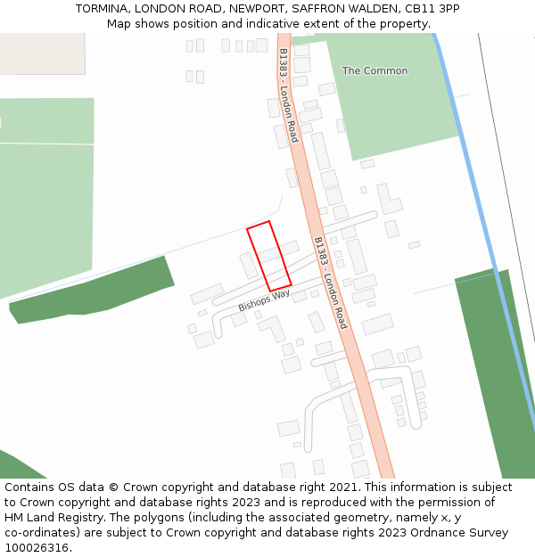 TORMINA, LONDON ROAD, NEWPORT, SAFFRON WALDEN, CB11 3PP: Location map and indicative extent of plot