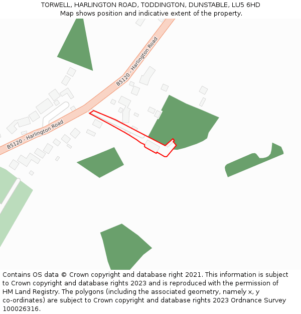 TORWELL, HARLINGTON ROAD, TODDINGTON, DUNSTABLE, LU5 6HD: Location map and indicative extent of plot