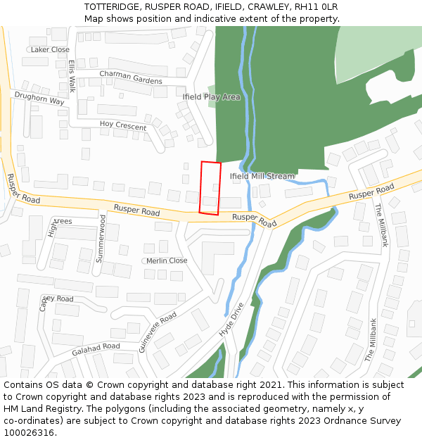 TOTTERIDGE, RUSPER ROAD, IFIELD, CRAWLEY, RH11 0LR: Location map and indicative extent of plot