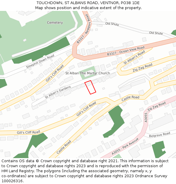 TOUCHDOWN, ST ALBANS ROAD, VENTNOR, PO38 1DE: Location map and indicative extent of plot