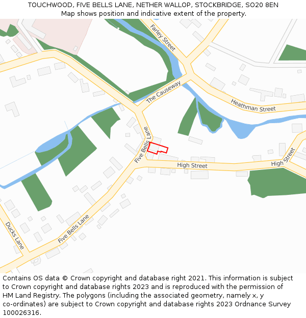 TOUCHWOOD, FIVE BELLS LANE, NETHER WALLOP, STOCKBRIDGE, SO20 8EN: Location map and indicative extent of plot